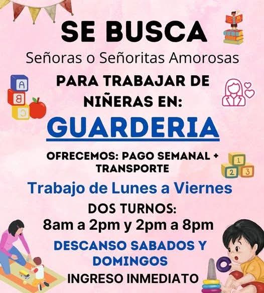 Busco niñera para cuidar a mi hija mientras realizo otras actividades